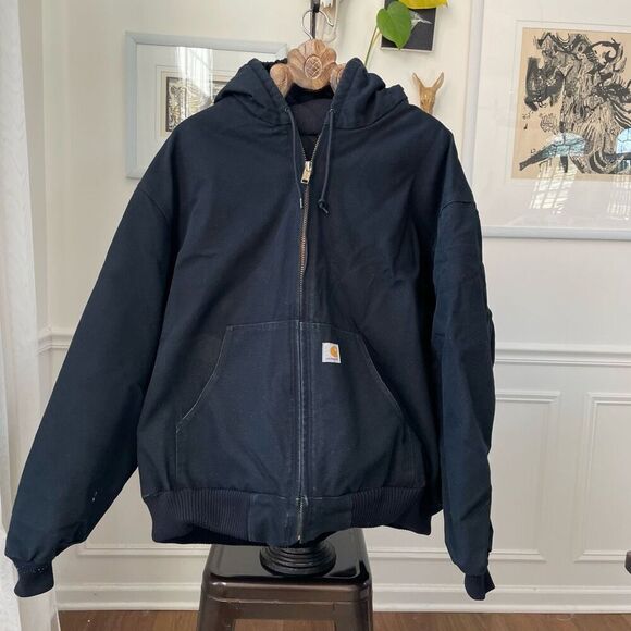 Carhartt J140 Loose Fit Firm Duck Insulated Flannel-Lined Active Hooded Jacket B - Picture 1 of 10